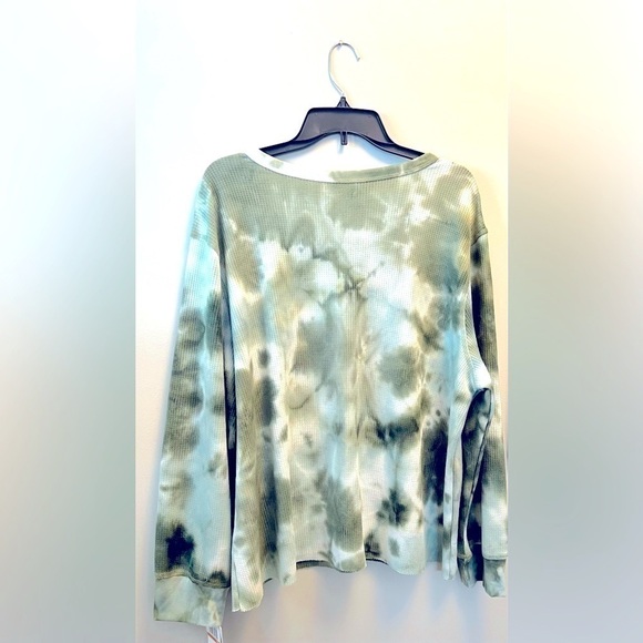 Rebellious One Trendy Plus Size Tie-Dyed Waffle-Knit Top, shirt, long sleeve - Picture 4 of 5